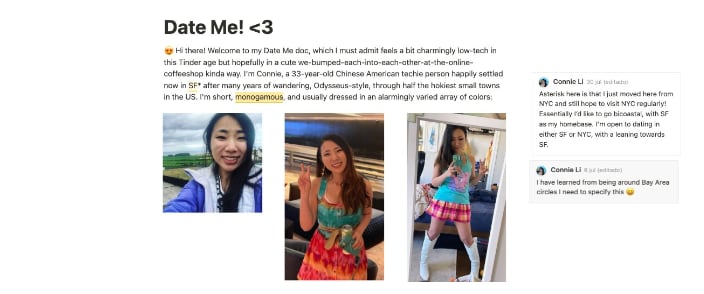 Currículum para buscar pareja en Google Docs