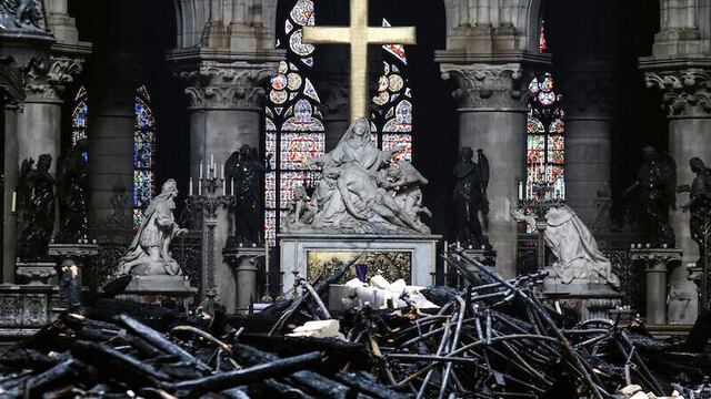 Interior de la catedral de Notre Dame tras el incendio del 15 de abril