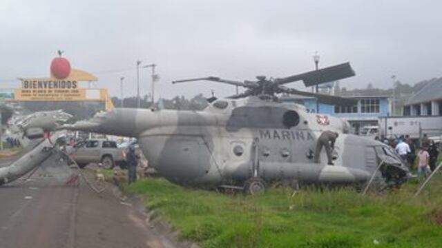 Helicóptero de la Secretaría de Marina que cayó en Hidalgo