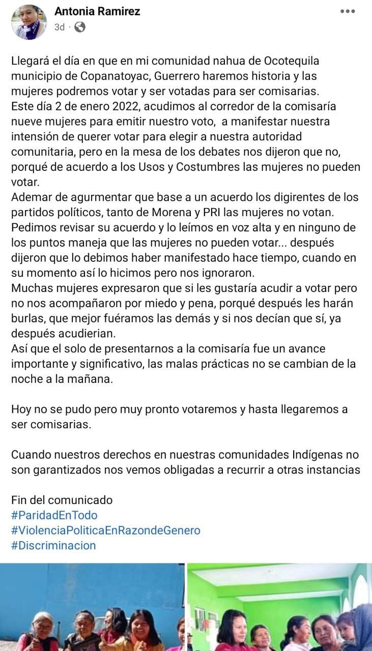 Denuncia de Antonia Ramírez