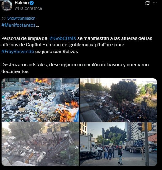 Trabajadores de limpia protestan en CDMX