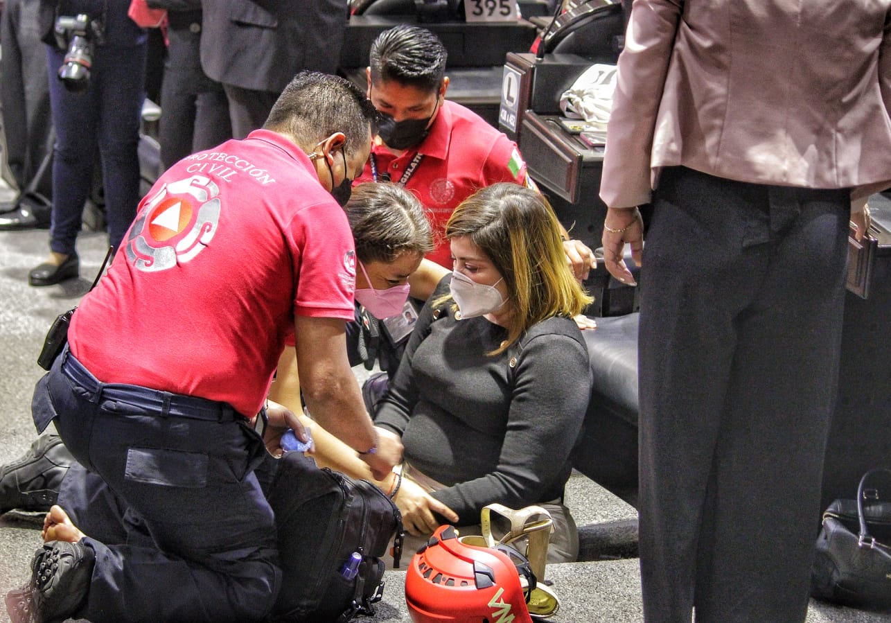 Lilia Aguilar sufre esguince luego de caerse en la Cámara de Diputados