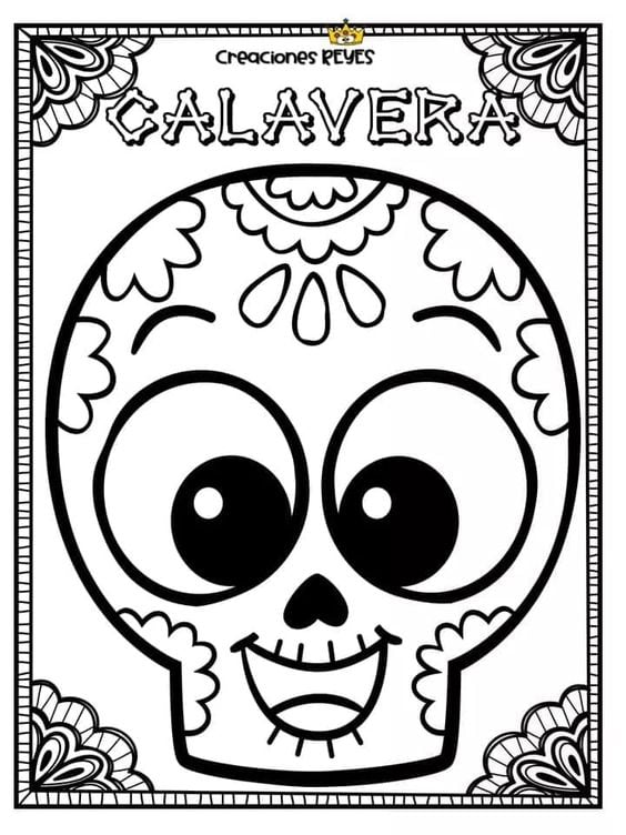 Dibujos de calaverita de azúcar para colorear por el Día de Muertos