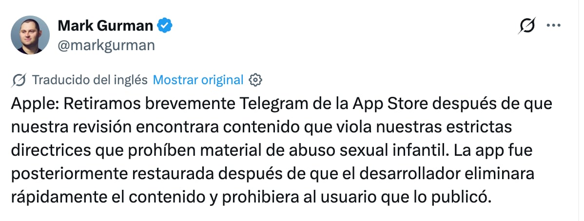 Revean porqué Telegram dejó de estar disponible en la App Store de Apple
