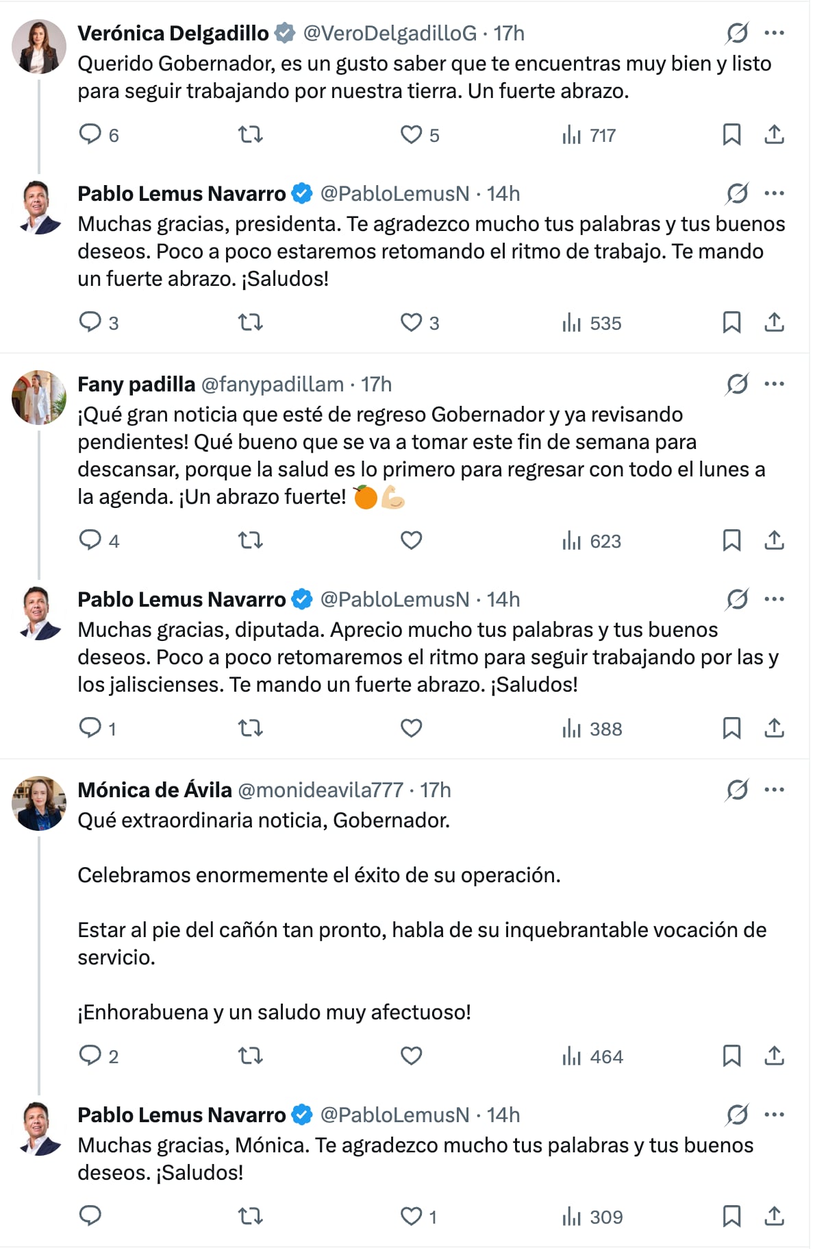 Pablo Lemus, gobernador de Jalisco, mostró su recuperación tras ser operado de emergencia