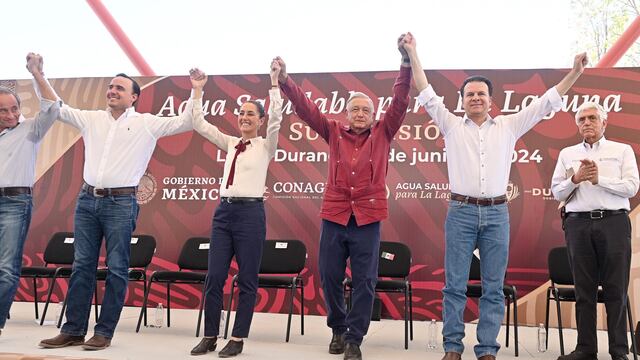 Manolo Jiménez, Claudia Sheinbaum, AMLO y Esteban Villegas