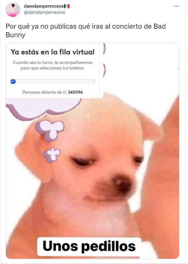 Memes sobre la fila virtual del concierto de Bad Bunny en México