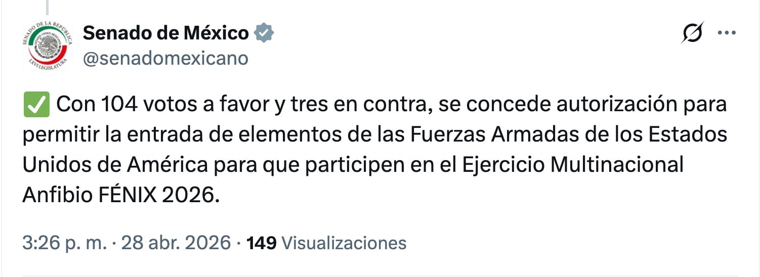 Senado aprueba ingreso de 127 militares de Estados Unidos