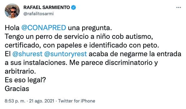 Tuit de Rafael Sarmiento
