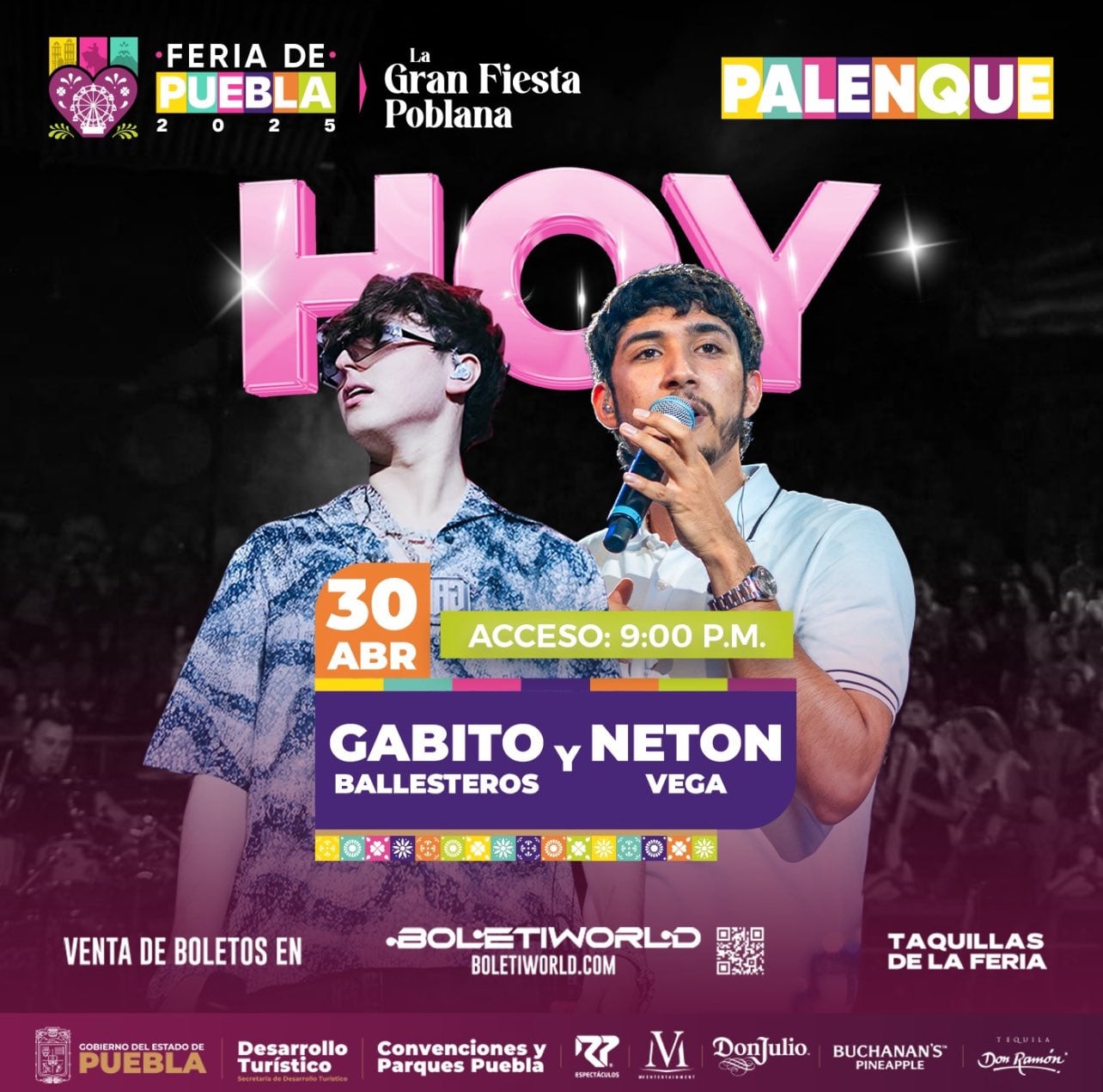 Gabito Ballesteros y Neton Vega en la Feria de Puebla 2025