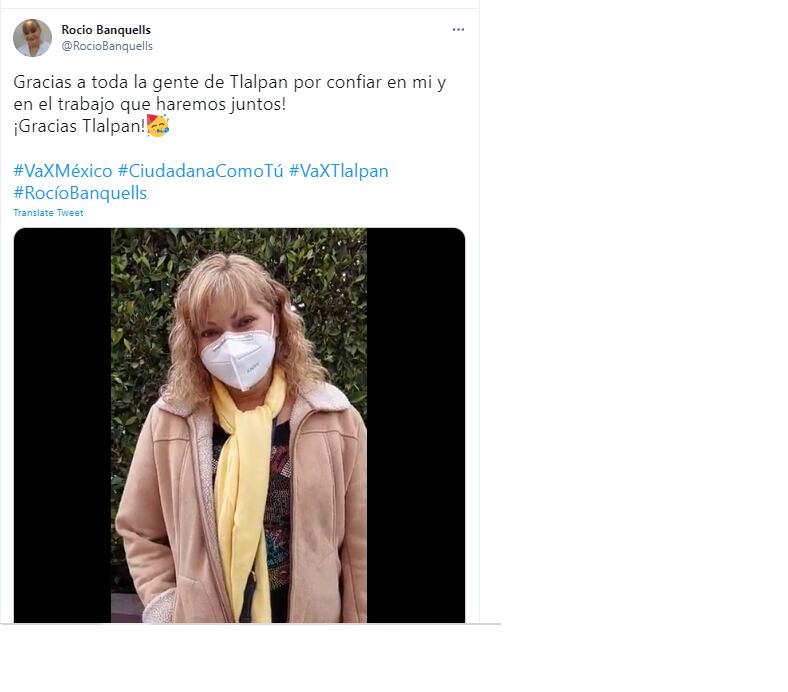 Post de Rocío Banquells sobre diputación federal.