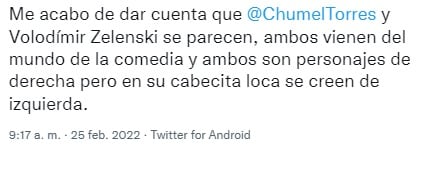 Comparan a Chumel Torres con Volodímir Zelenski