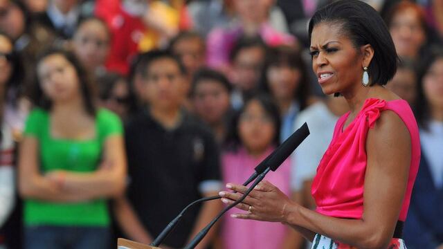 Michelle Obama en México durante la conferencia que realizó ante estudiantes de la Universidad Iberoamericana en abril del 2010