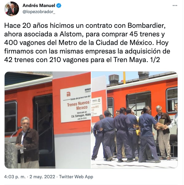 AMLO compra trenes para Tren Maya