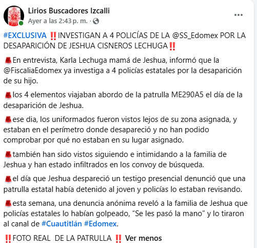 Desaparición de Jeshua Cisneros