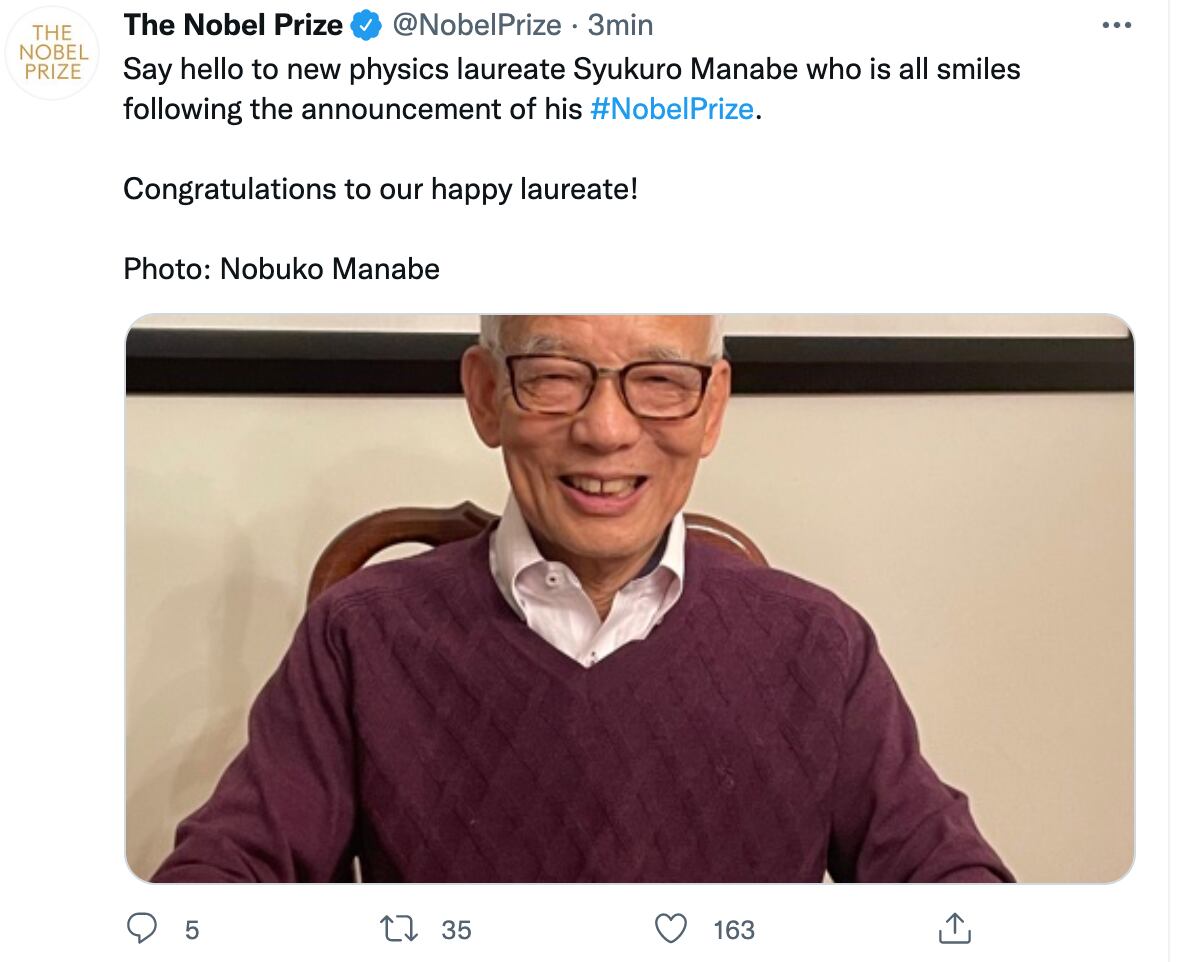 Syukuro Manabe, ganador del Premio Nobel de Física 2021