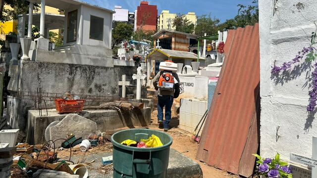 Fumigación en panteones de Acapulco