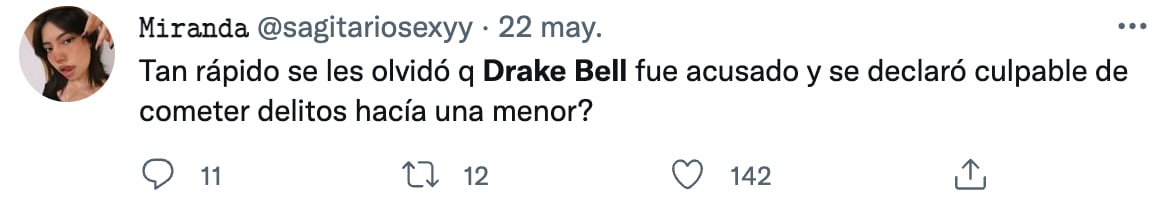 Usuarios de redes sociales recuerdan acusaciones contra Drake Bell