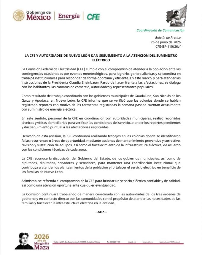 Comunicado CFE
