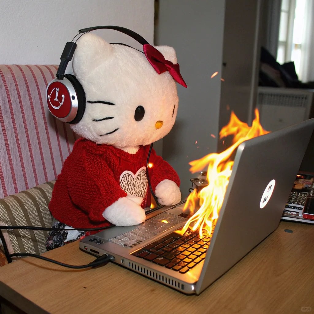 Memes de Hello Kitty con estrés laboral