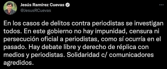 Jesús Ramírez sobre agresiones a periodistas