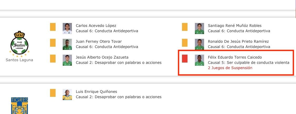 Sanción Félix Torres