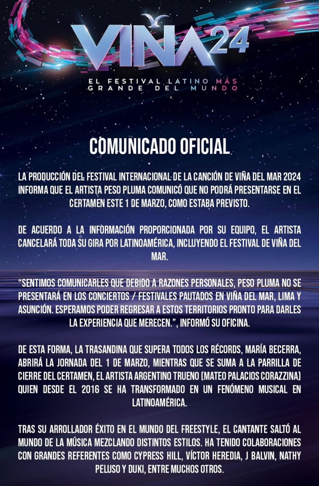 Anuncio del Festival Viña del Mar 2024