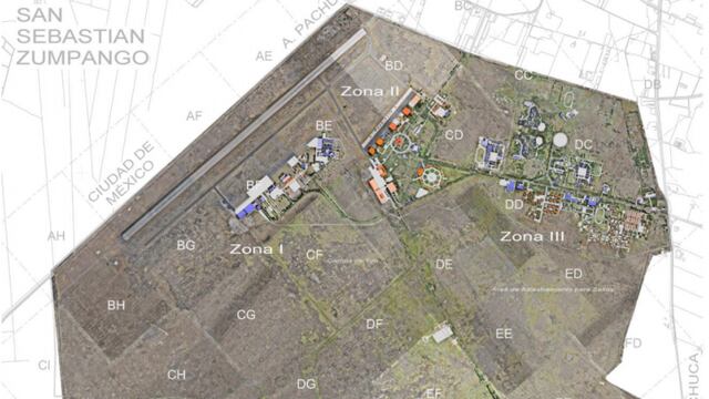 Plano del proyecto de construcción y ampliación del Aeropuerto de Santa Lucía.