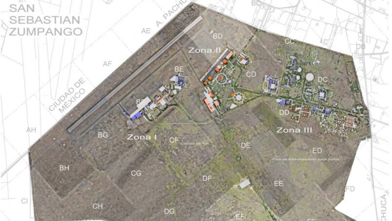Plano del proyecto de construcción y ampliación del Aeropuerto de Santa Lucía.