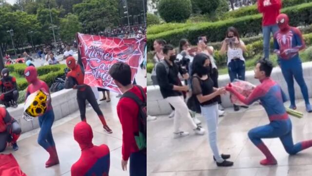 Propuesta de matrimonio disfrazado de Spider-Man