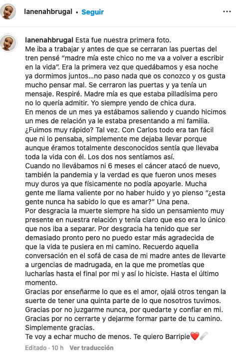 Mensajes de novia de Carlos Sarriá 'Charlie' por su muerte.
