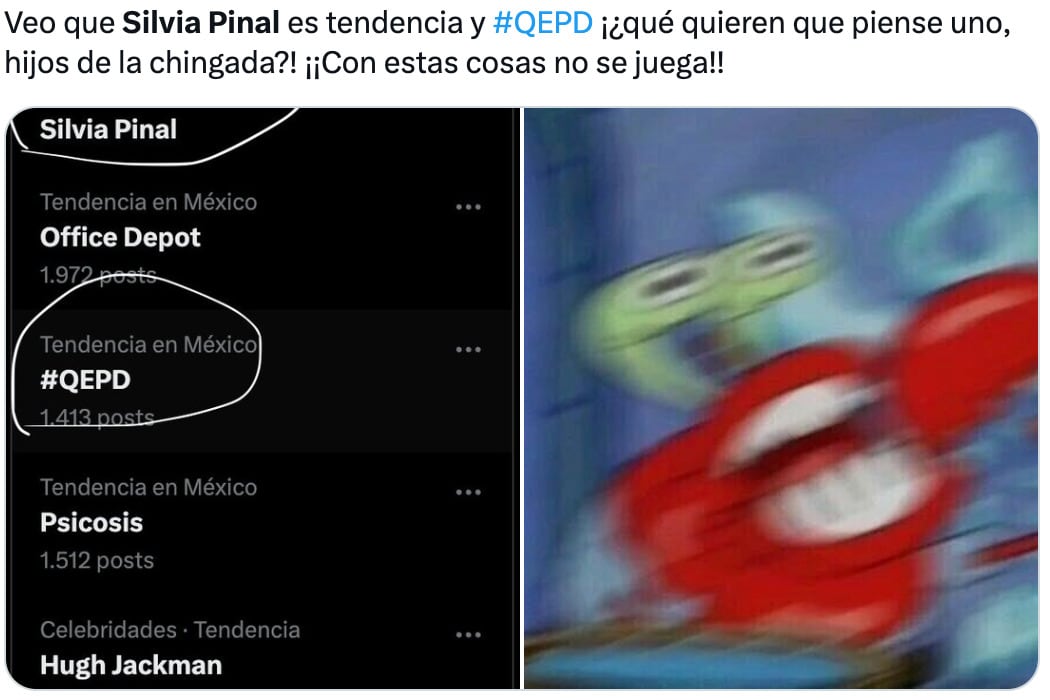 Silvia Pinal es tendencia en X y salen los memes más asustados