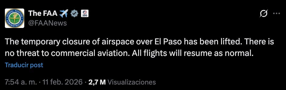 Reporte de dron del narco en espacio aéreo de El Paso