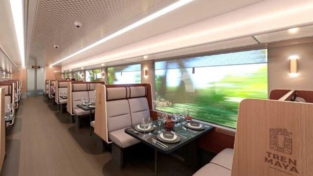 Interior de vagón de Tren Maya