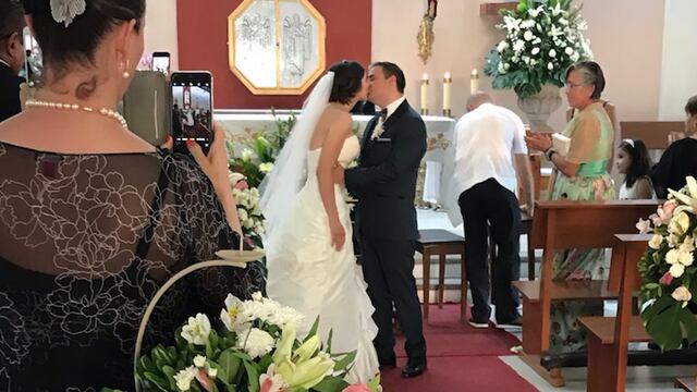 María Fernanda y Alejandro el día de la boda religiosa