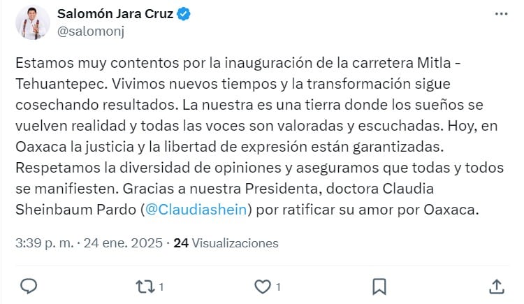 Salomón Jara sobre irrupción de María Elena Ríos en evento de Claudia Sheinbaum