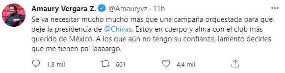 Tuit de Amaury Vergara