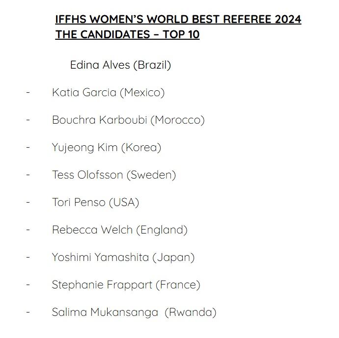 Nominación de las árbitras femeniles