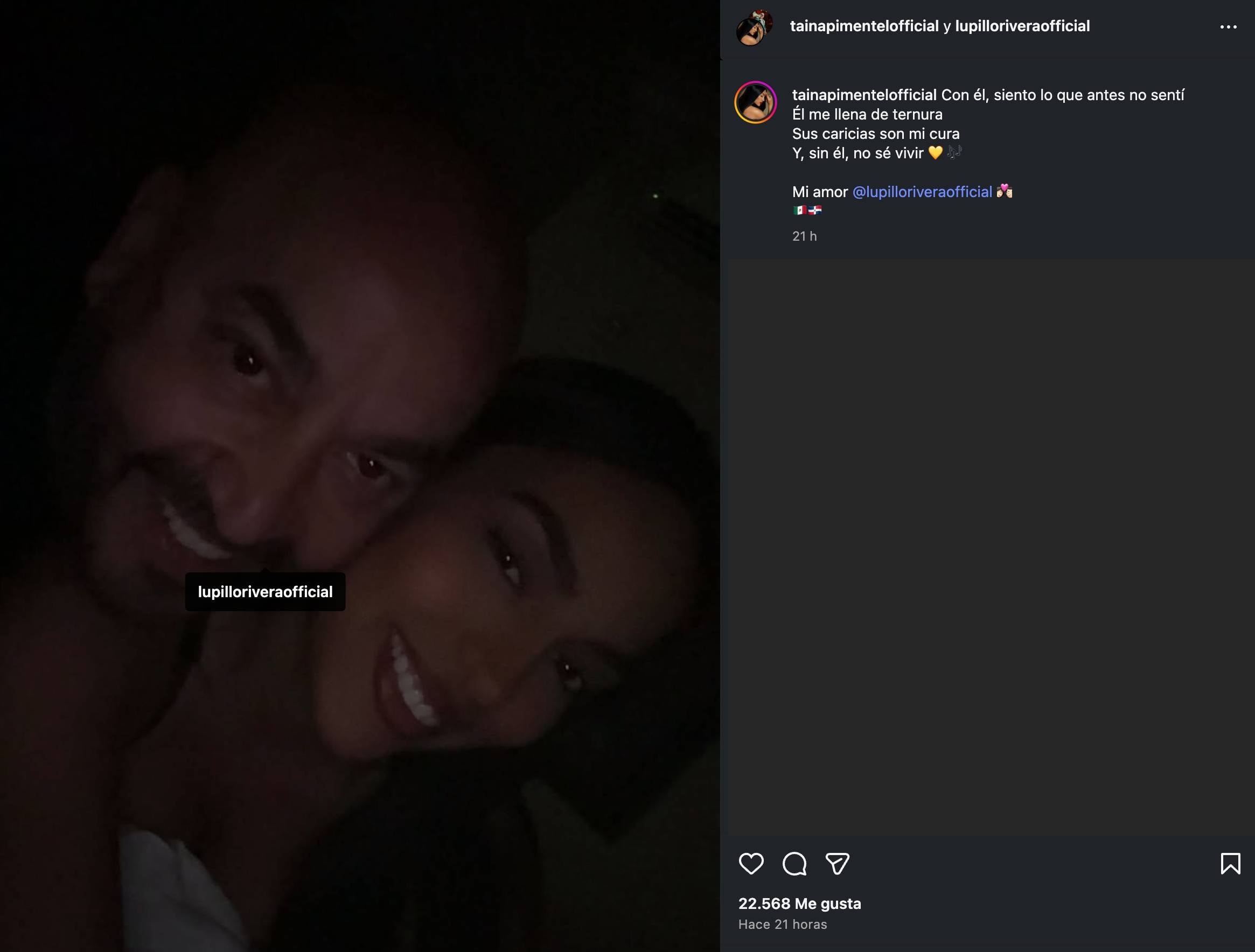 Taina Pimentel comparte foto junto a Lupillo Rivera para confirmar su romance
