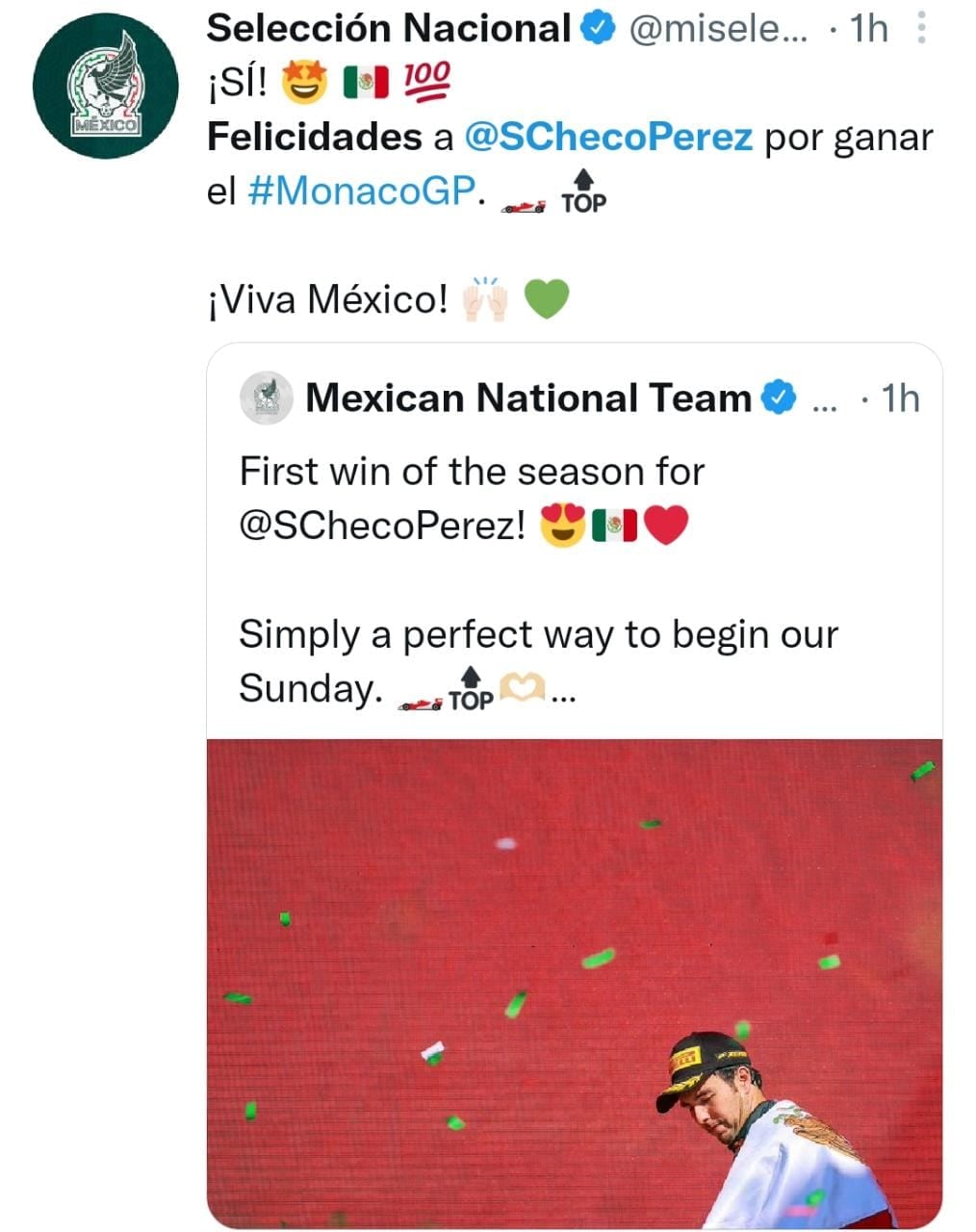 Felicitaciones a Checo Pérez