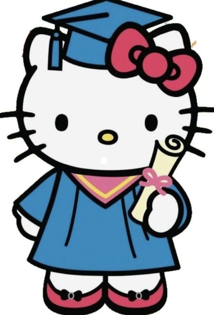 Tarjeta de Hello Kitty para graduación en traje azul