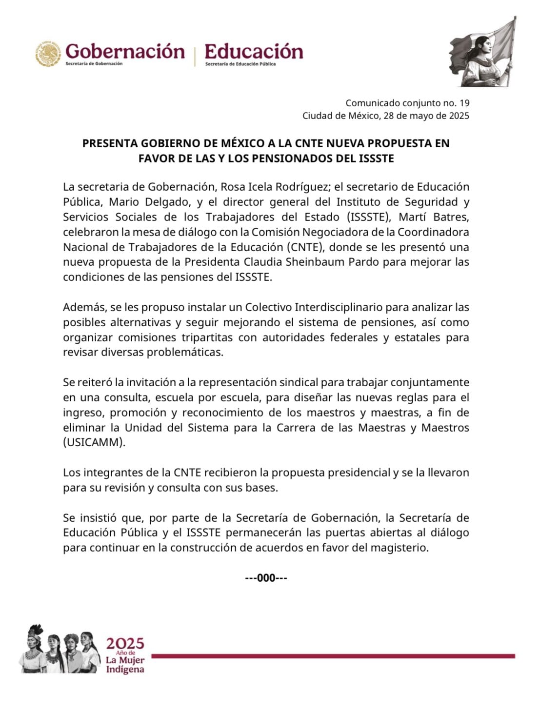 Gobierno de México dio su versión sobre reunión con la CNTE
