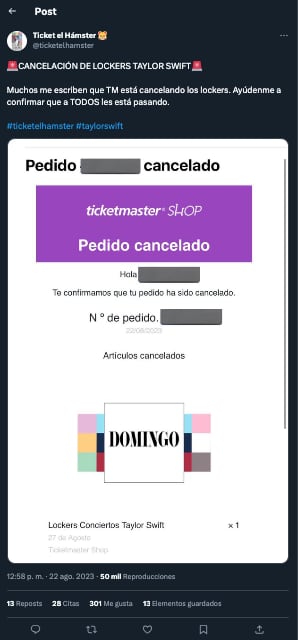 Fans de Taylor Swift denuncian cancelación de lockers por Ticketmaster