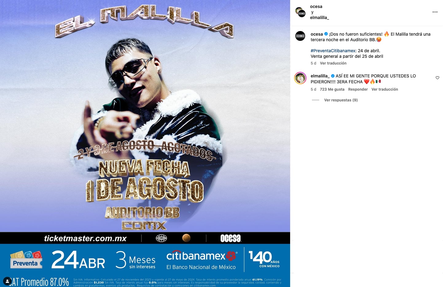 El Malilla anuncia su tercera fecha en el Auditorio BB.