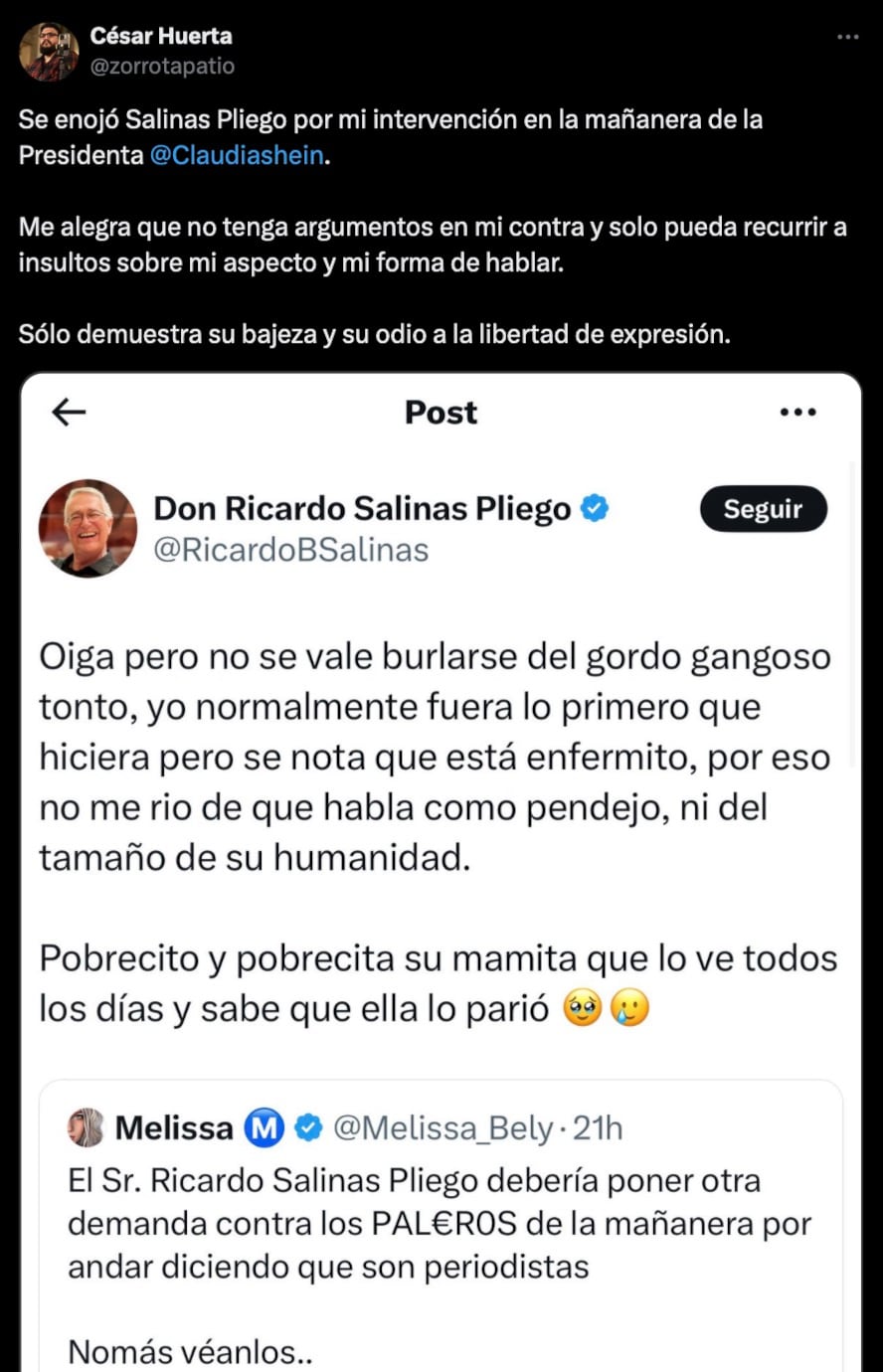 César Huerta, periodista que sufrió bullying de Ricardo Salinas Pliego