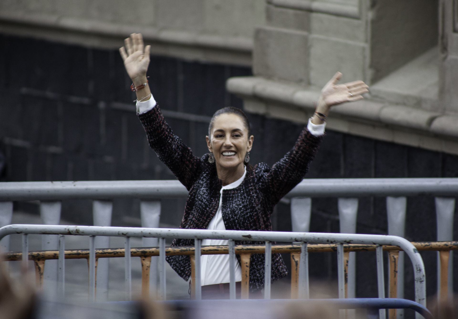 Claudia Sheinbaum Pardo, a su llegada para la presentación del libro “Feminismo Silencioso” en la plancha del Zócalo