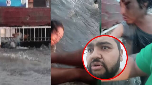 Reportero salva a indigente que se quedó atorado en una alcantarilla mientras transmite en vivo en Atlixco, Puebla