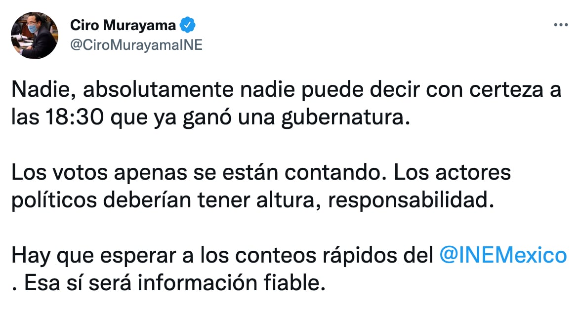 Ciro Murayama habla de Resultados Elecciones 2022 INE