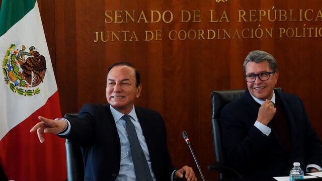 José Manuel del Río y Ricardo Monreal durante la reunión con la Junta de Coordinación Política del Senado