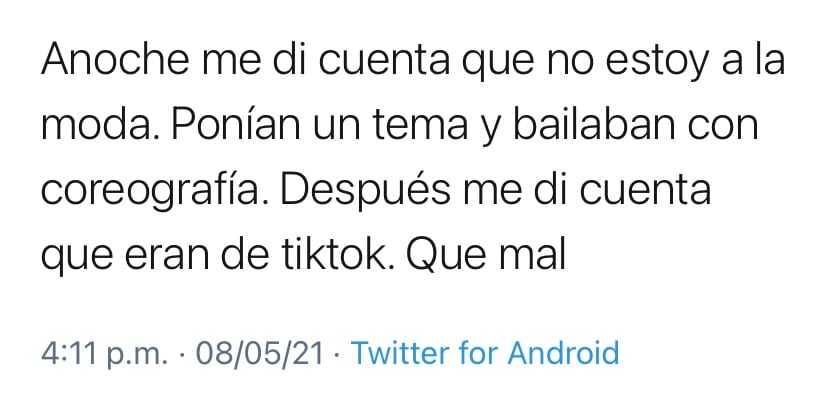 Usuario en Twitter sobre la coreografía de moda